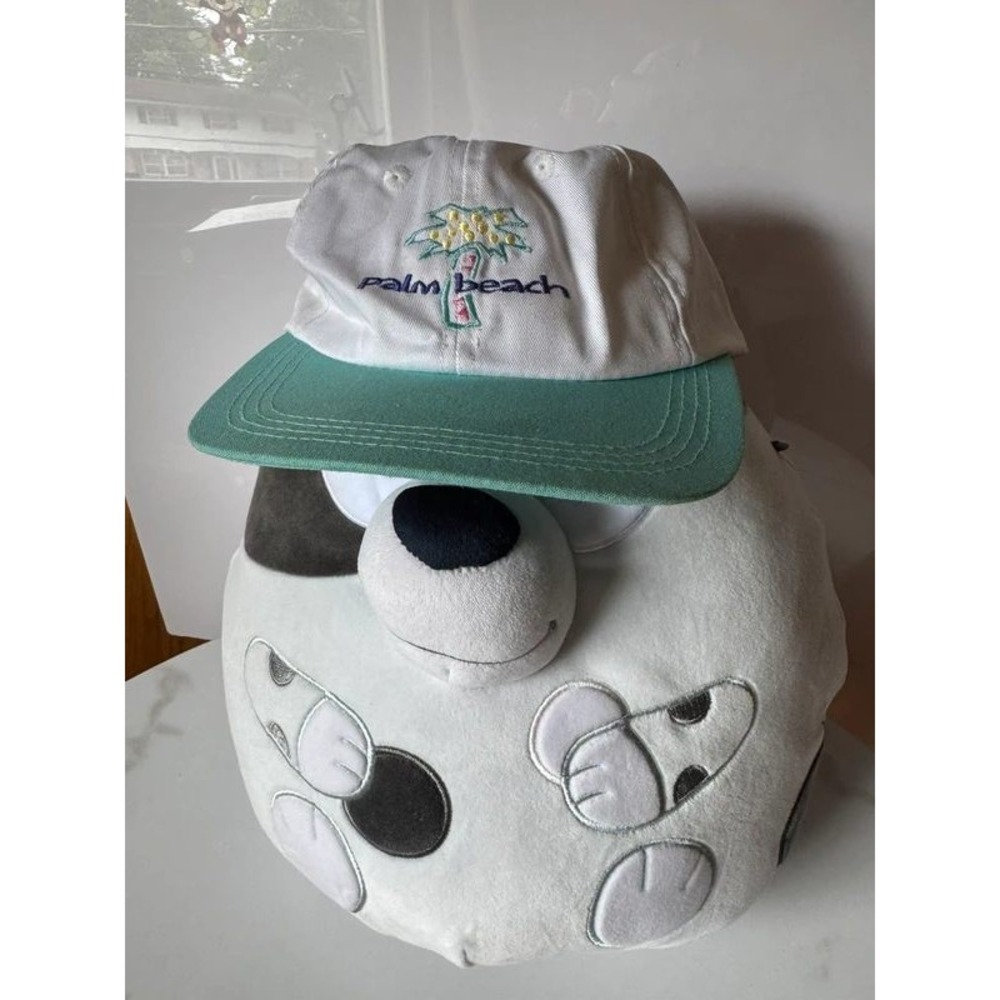 Vintage Sportcap Palm Beach Florida Snapback Hat White Teal Palm Tree Retro Cap